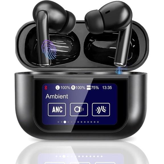 Wireless Earbuds - Touch Screen ANC Earbuds Hifi Sound Wireless Bluetooth 5.4 In Ear Headphones, Noise Canceling Earphones Multifunctional Ear Buds Headsets for Android IOS Gym Sports (White)