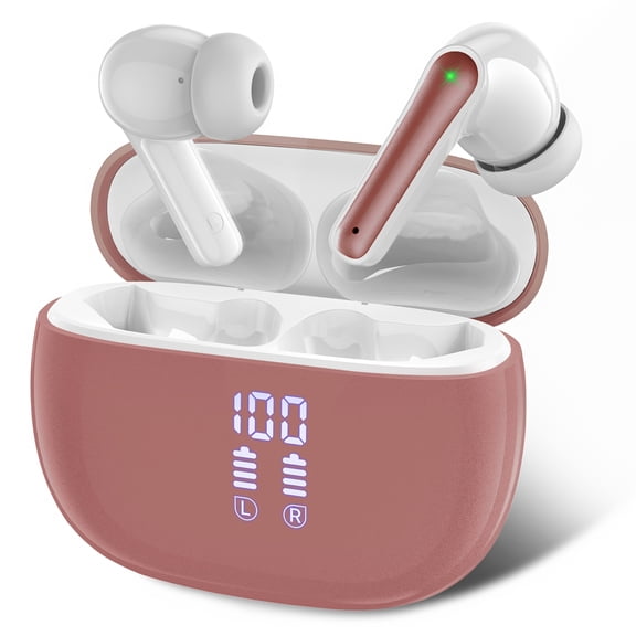 Wireless Earbuds, Wireless Ear Buds, 40 Hours Playtime with Charging Case, LED Power Display, Built-In HD Mic, Stereo Deep Bass, Clear Call, In-Ear Earphones for Sports Workout