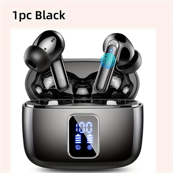 Wireless Earbuds,Wireless Earphones With S/M/L Ear Tips,Wireless 5.3 Wireless Earphones With Bass Stereo,In Ear Earphones With Noise Cancelling Microphone And LED Display Screen,48 Hour Playback Time