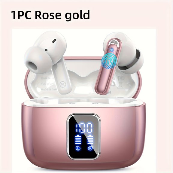 Wireless Earbuds,Wireless Earphones With S/M/L Ear Tips,Wireless 5.3 Wireless Earphones With Bass Stereo,In Ear Earphones With Noise Cancelling Microphone And LED Display Screen,48 Hour Playback Time