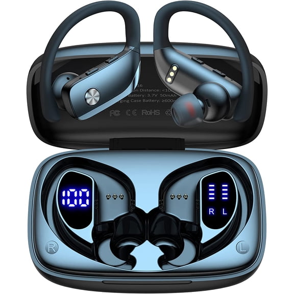 Wireless Earbuds for Alcatel Go Flip 4 Bluetooth Headphones 48hrs Play Back Sport Earphones with LED Display Over-Ear Buds with Earhooks Built-in Mic
