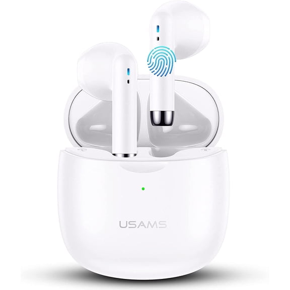 Wireless Earbuds force Ultra 5G Bluetooth Headphones in Ear with Charging Case, Hands-Free Headset with Mic, Hi-Fi Stereo Sound, Touch Control, 24 Hours Playback - White