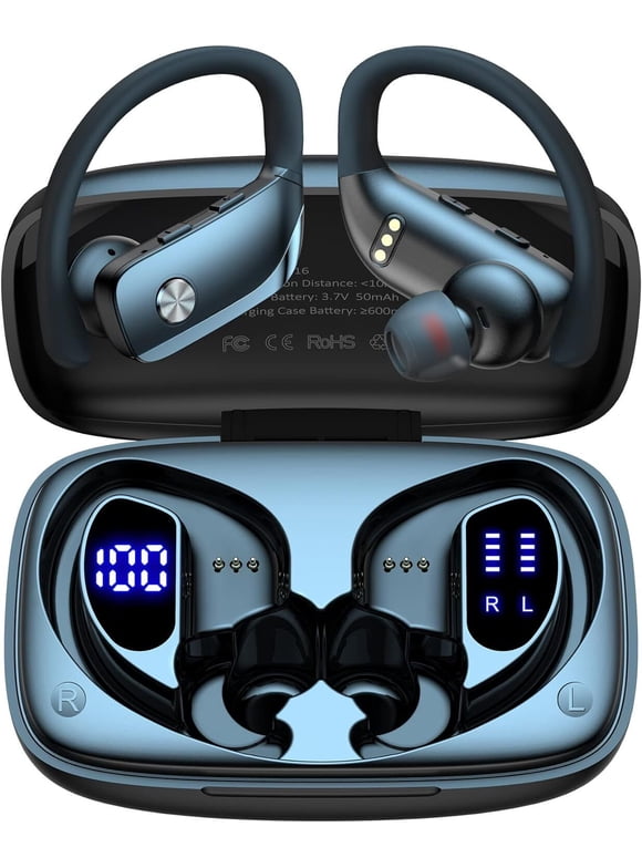 Wireless Earbuds for i-Pad Pro 12.9 (2022) Bluetooth Headphones 48hrs Play Back Sport Earphones with LED Display Over-Ear Buds with Earhooks Built-in Mic