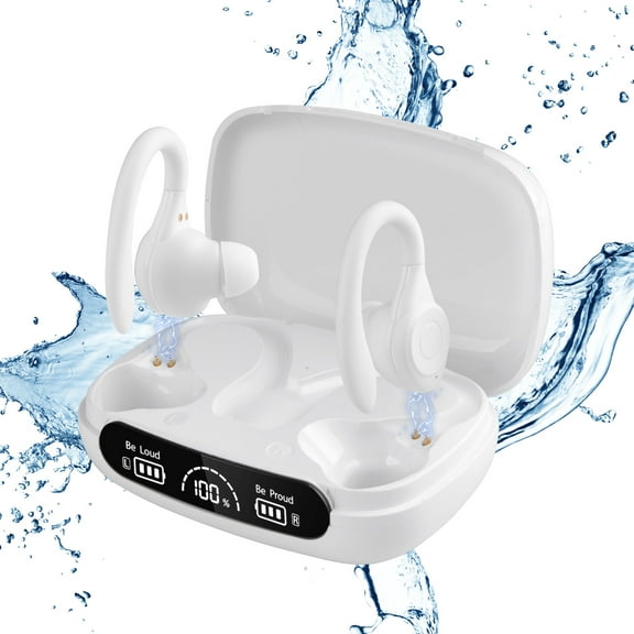 Wireless Earbuds for iPhone Android,160hrs Playtime Waterproof IPX7 Bluetooth 5.3 Headphones True Earphones Headset In-Ear Stereo Noise Cancelling Wireless Earbuds with Charging Case Ear Hooks