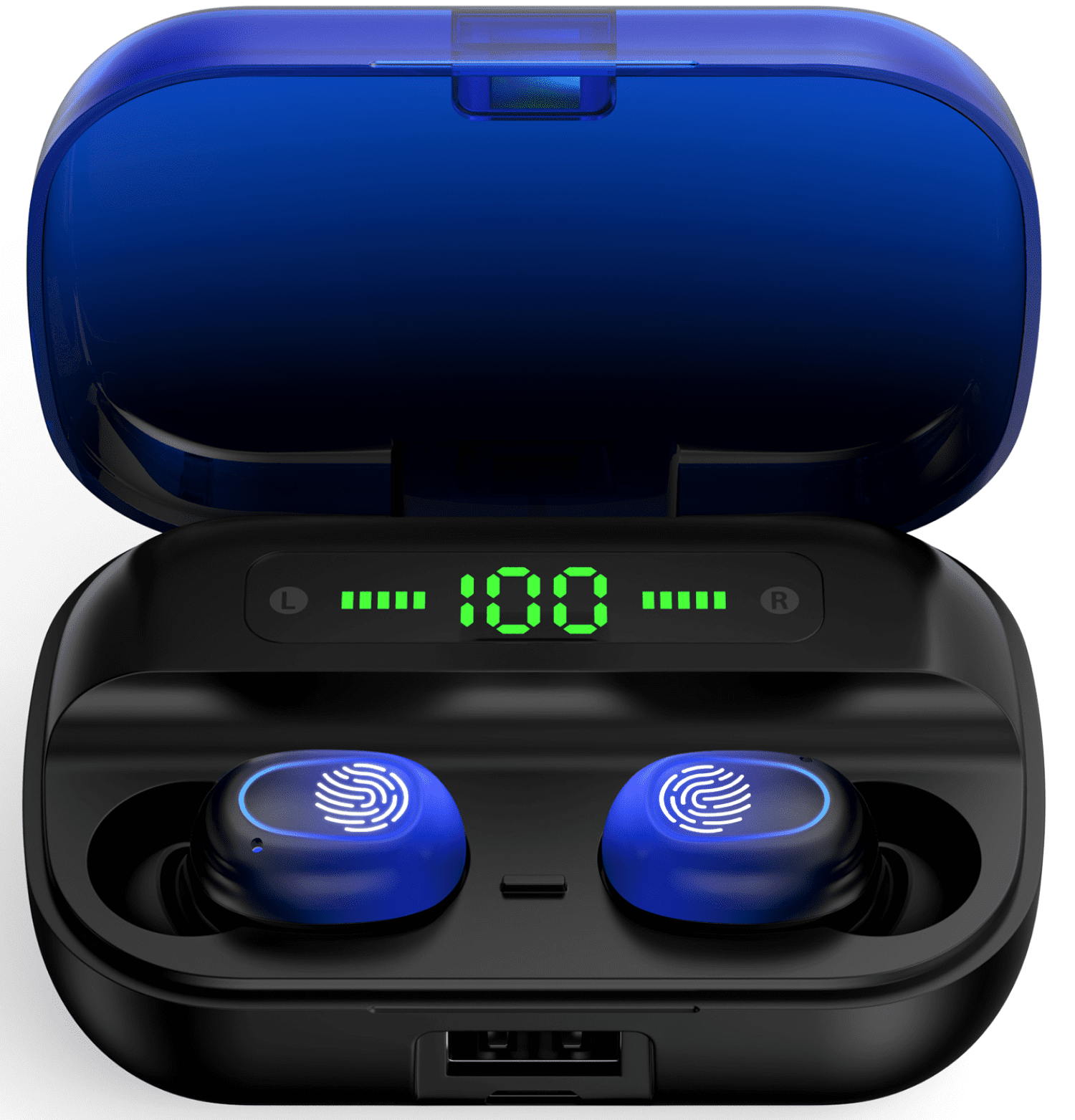 Wireless Earbuds for iPhone Android 3500mAh 60hrs Playtime Waterproof IPX7 Bluetooth 5.2 Headphones Headset In-Ear Stereo True Wireless Earbuds with Charging Case Noise Cancelling Ear Hooks,Blue
