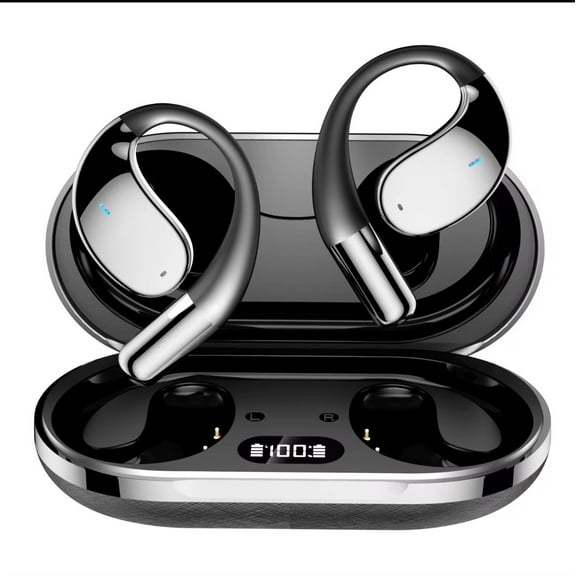 Wireless Earbuds with LED Charging Case, Bluetooth 5.0, Touch Control, Black and Silver (Black,White, Khaki)
