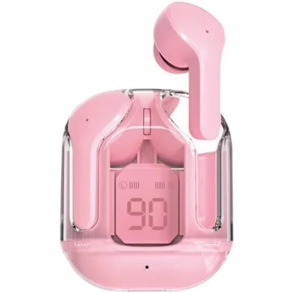 Wireless Earbuds with LED Display, Smart Touch Control, 20H Battery Life, Hi-Fi Sound, Noise Cancellation, 300mAh Charging Case (Pink)