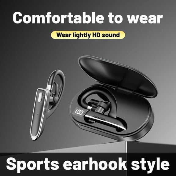 Wireless Earbuds with Microphone, Large Battery & Button Control, Hands-Free Plastic Earphones for Calls, Sports & Office Use