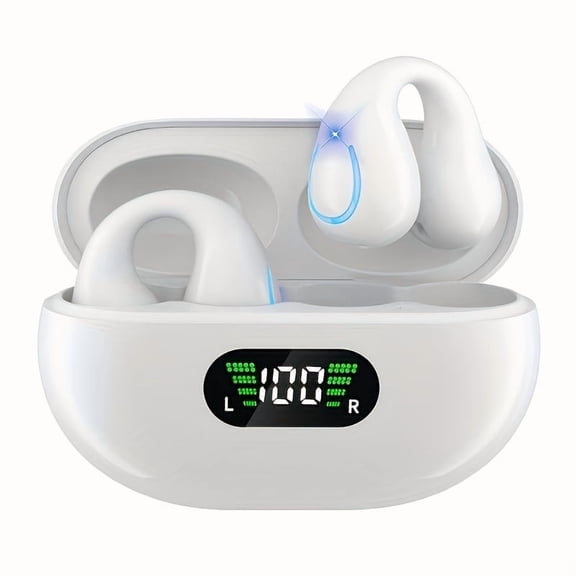 Wireless Earbuds with Open Ear Fit, Bluetooth Earphones with ENC Mic, LED Case