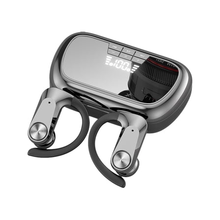 Wireless Earphones Bluetooth 5.3 Magical Support Card-Headphones Mirror Earbuds with Ear Hooks for Training Sport Digital Display, Bluetooth Headset