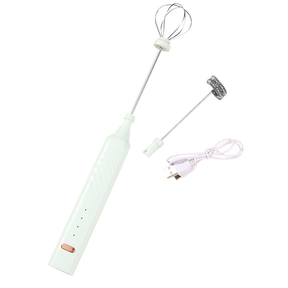 Wireless Egg Beater Double Head USB Rechargeable Baking Milk Frother Function Coffee Mixer, 11.81 inch, Green