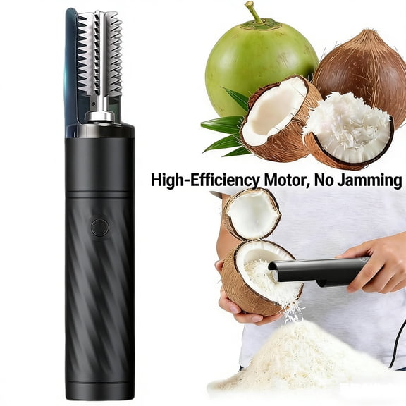 Wireless Electric Coconut Grater Machine, Multi-Purpose Coconut Scraper Peeler Shredder, Electric Roller for Effortless Coconut Prep, Fish Scale Remover Tool - Black