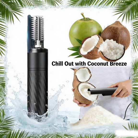Wireless Electric Coconut Grater, Multi-Purpose Scraper Shredder Peeler Machine, Electric Roller for Effortless Coconut Prep, Fish Scale Remover Tool - Black