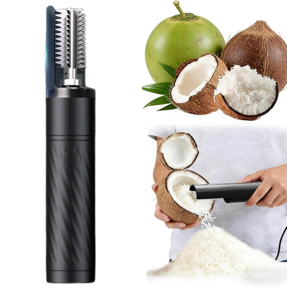 Wireless Electric Coconut Shredder Grater Machine, Portable Rechargeable Scraper Roller Peeler for Fruit Vegetable Carrot Prep, Multi-Purpose Manual Ratchet Kitchen Gadget