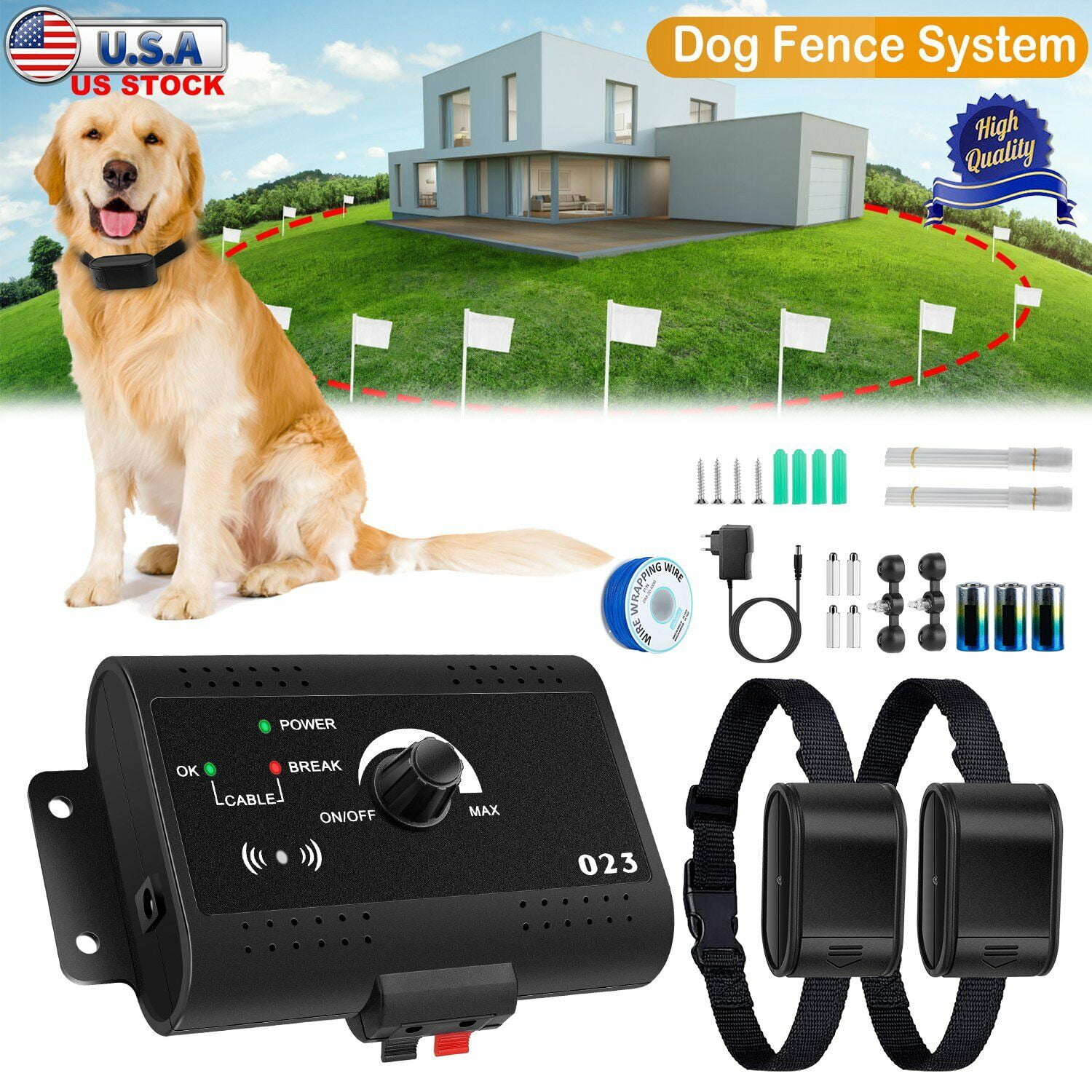 Wireless Electric Dog Fence Pet Containment System Shock Collars For 2