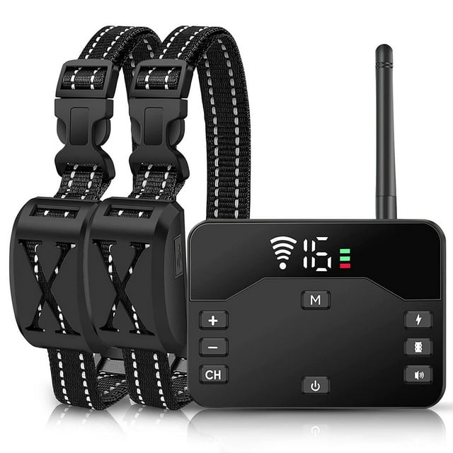 Wireless Electric Dog Fence - Waterproof Pet Containment System, Shock Training Collar for Dogs