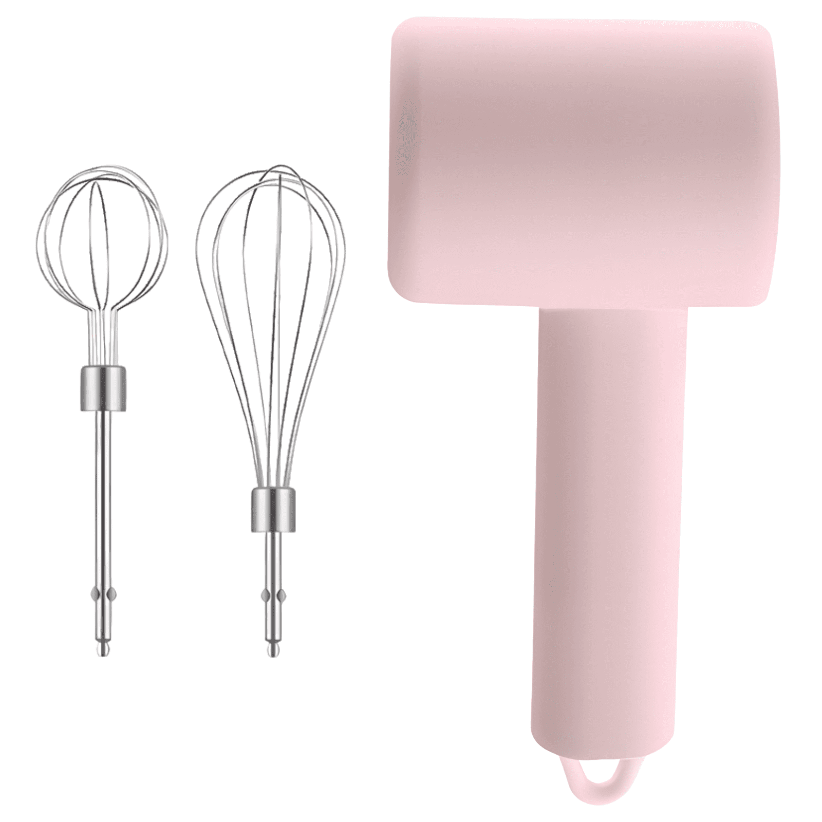 Wireless Electric Egg Beater with Dual Stainless Steel Whisks, USB Rechargeable Hand Mixer for Whipping Cream, Ergonomic Handle, Low Noise, Perfect for Baking, Pink
