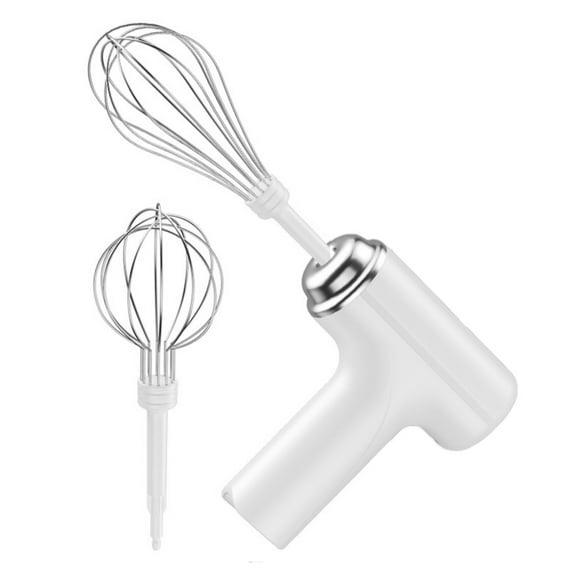 Wireless Electric Hand Mixer, Cordless Egg Beater With 2 Mixing Attachments, Usb Rechargeable For Baking, Whipping Cream, Mixing Batter - White