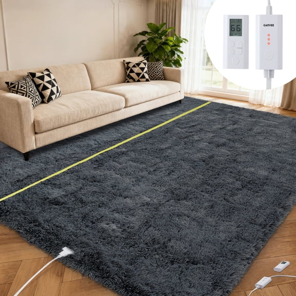 Wireless Electric Heated Rug – Soft Soft Floor Mat with 6 Adjustable Heat Levels, RF Remote, 10H Auto Shut-Off, Washable Large Area Carpet for Bedroom, Living Room, Office