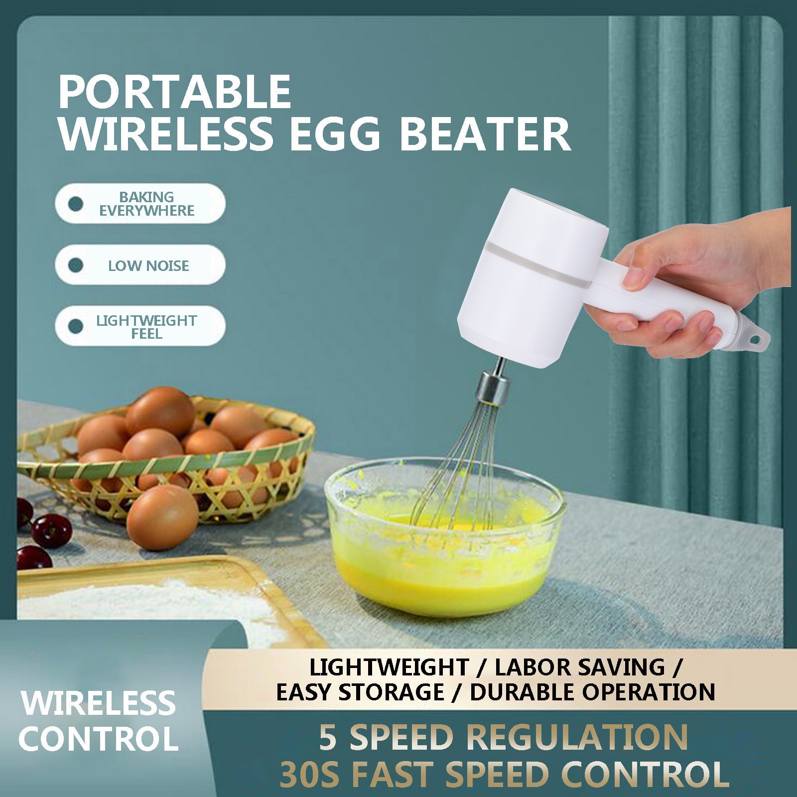Wireless Electric Whisk Handheld Rechargeable Baking Tool Automatic