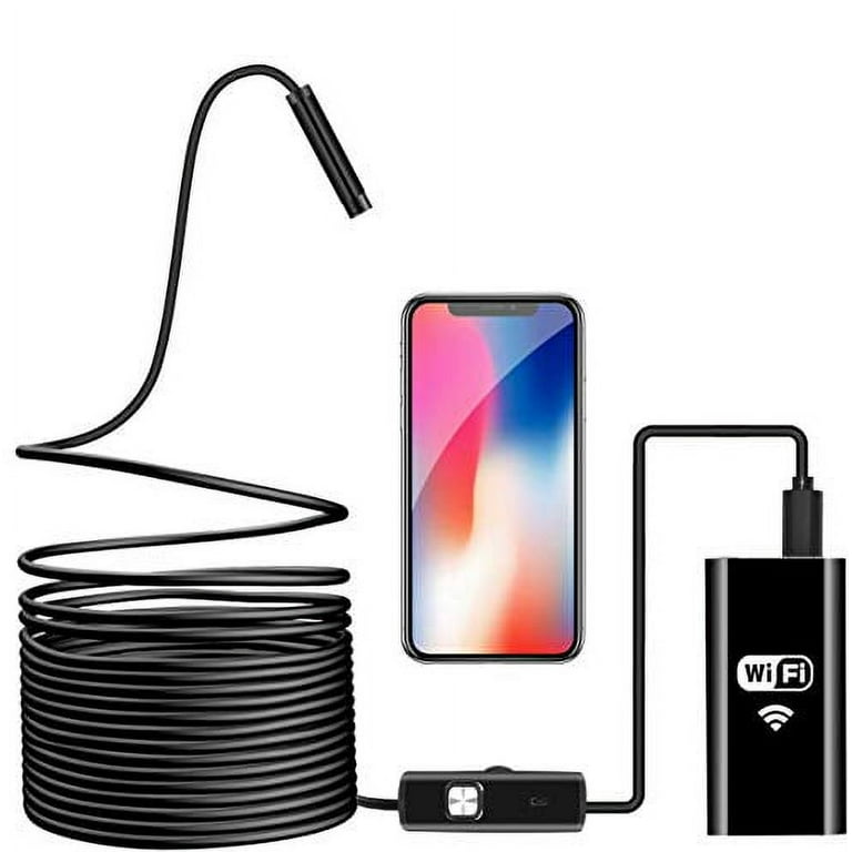 Endoscope Inspection Camera with Light for iPhone Android - WiFi Snake  Camera Sewer Pipe - USB Fiber Optic Mechanic Engine Scope - Wireless  Flexible