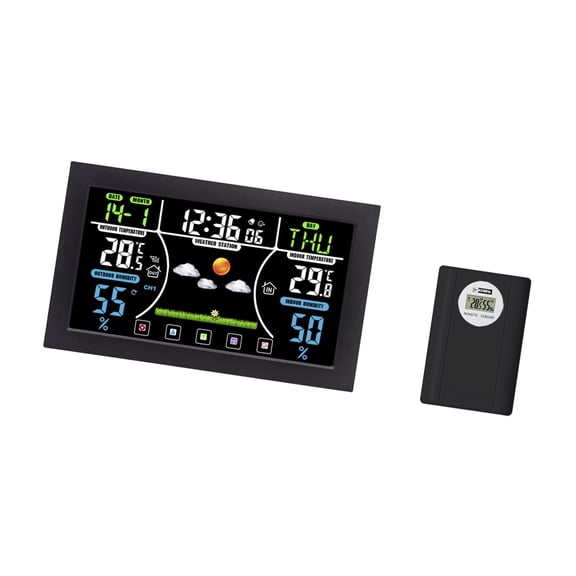 Wireless Environment Monitoring Clock With Temperature Humidity Monitor Multifunctional Digital Alarm Clock for Basement