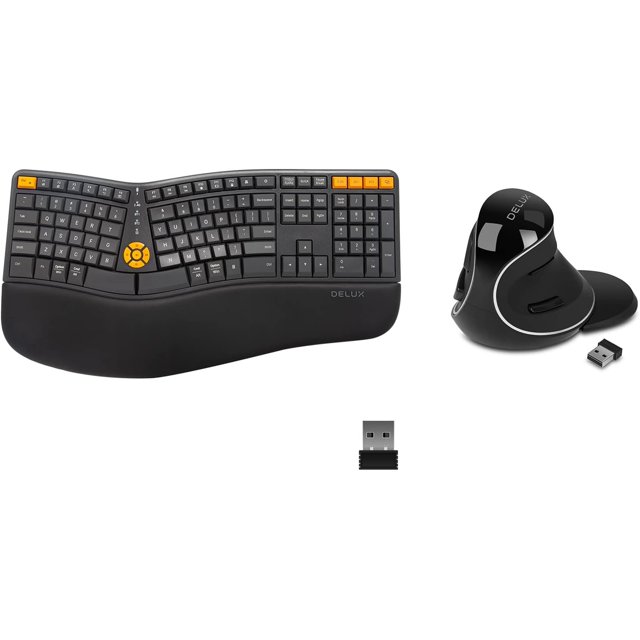 Wireless Ergonomic Keyboard Mouse Combo, Full Size Keyboard Gm905 And