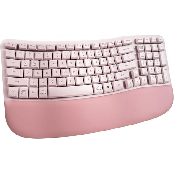 Wireless Ergonomic Keyboard with Cushioned Palm Rest, 2.4GHz Ergo Cordless USB Computer Keyboard, Comfortable Natural Typing