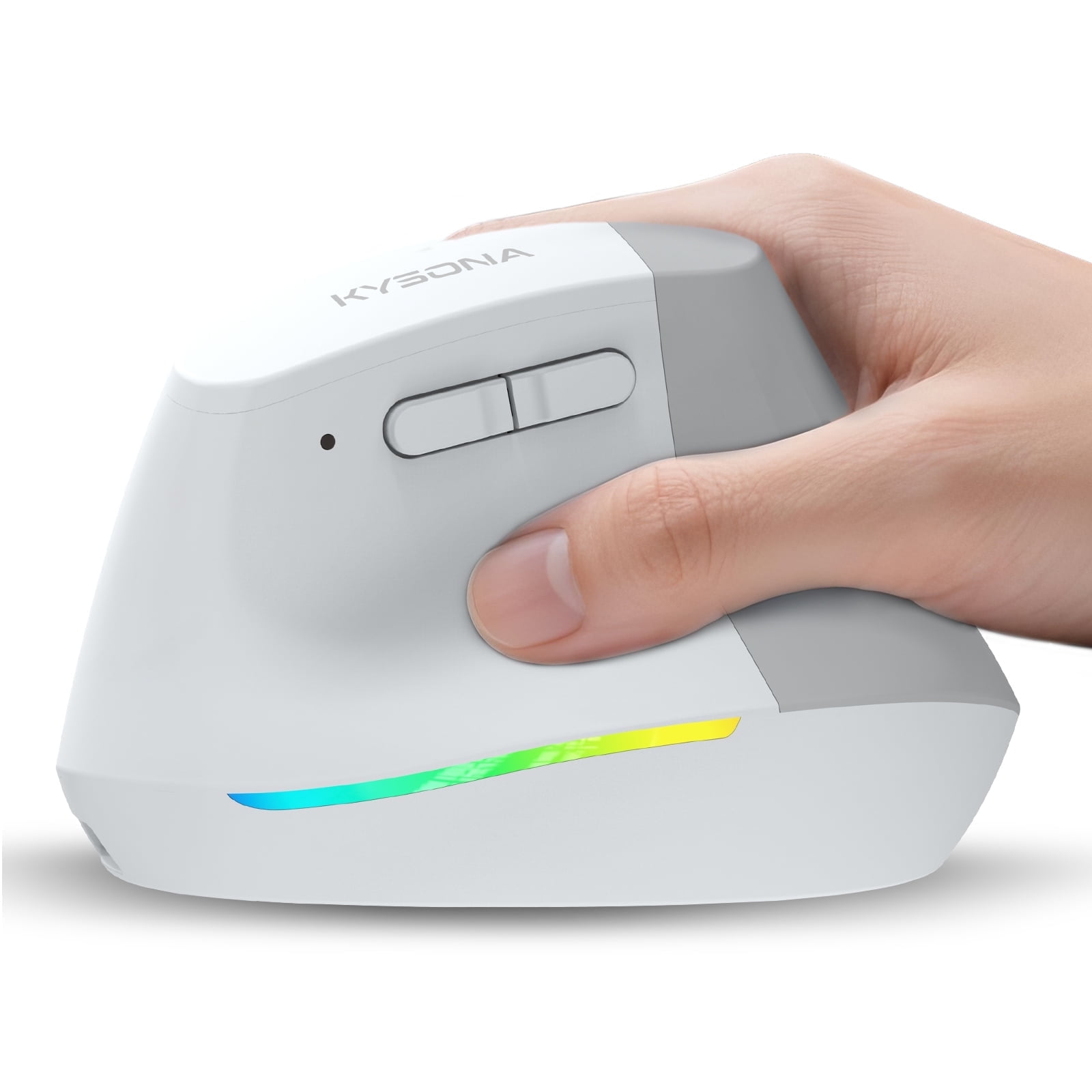 Wireless Ergonomic Mouse, Vertical Mouse, Bluetooth Ergo Mouse, Quiet Click, 5 Level Adjustable DPI, Rechargeable 2.4G Mice with 6 Buttons for Computer, PC, Mac, Laptop, White
