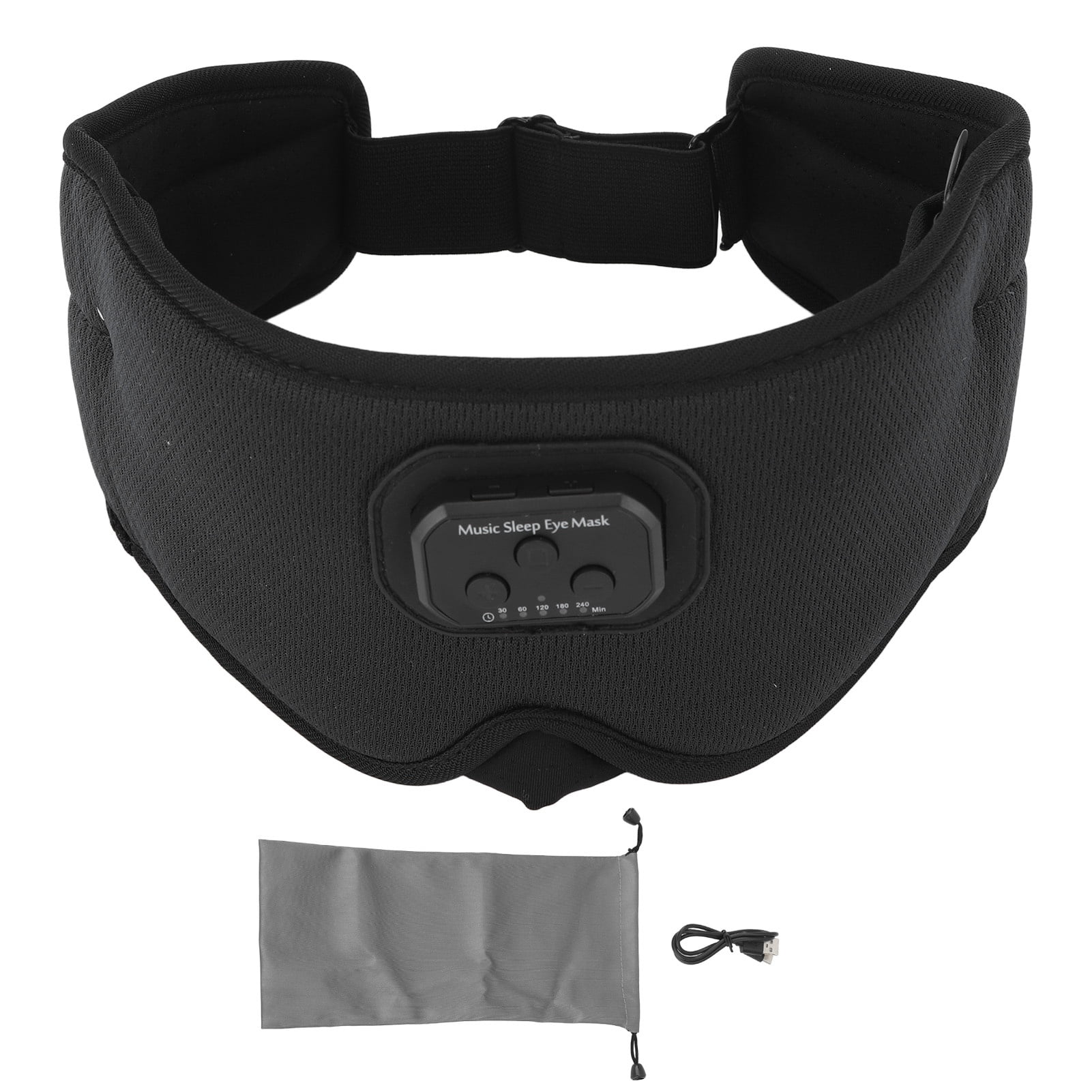 Wireless Eye Mask for Side Sleepers, 20H White Noise Timer, Music & Sleep Aid, Black 3D Sleep Headphones with Bluetooth 5.2
