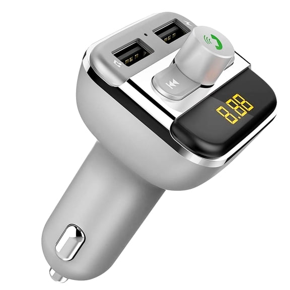 Wireless FM Transmitter for Car with Dual USB Charger, Hands-Free Calls, MP3 Player, TF Card & USB Reader