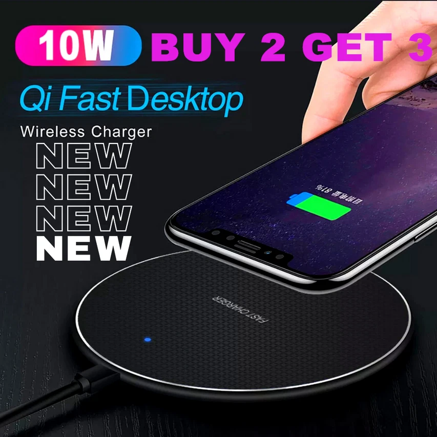 Wireless Fast Charger Dock 10W For Iphone Samsung Android Cell Phone Us