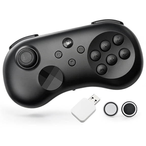 Wireless Fighting Game Controller for P4, Switch 2/1, PC, Mobile, Hall Effect Joystick, with 3 D-Pads Styles, Turbo, Macro Back Buttons, Vibration, Black