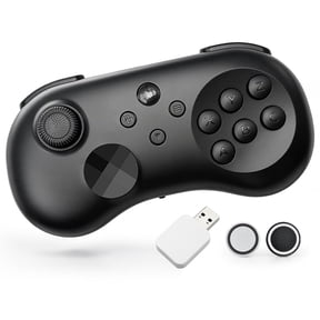 Wireless Fighting Game Controller for P4, Switch 2/1, PC, Mobile, Hall Effect Joystick, with 3 D-Pads Styles, Turbo, Macro Back Buttons, Vibration, Black