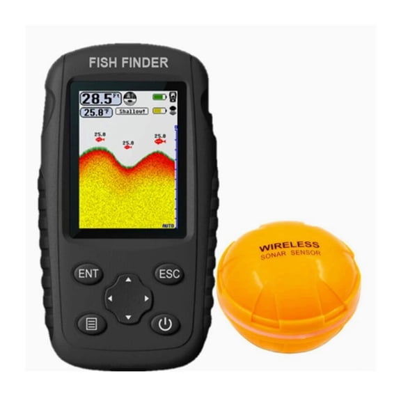 Wireless Fish Finder Dot Matrix Sonar Sensor Transducer Depth Echo Sounder Battery ,Power of Simple