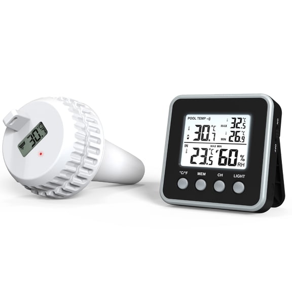 Wireless Floating Pool Thermometer  Digital Water Temperature Monitor with LCD Display, 500-Foot Range, IP68 Waterproof, for Spas, Hot Tubs, Ponds, and Aquariums