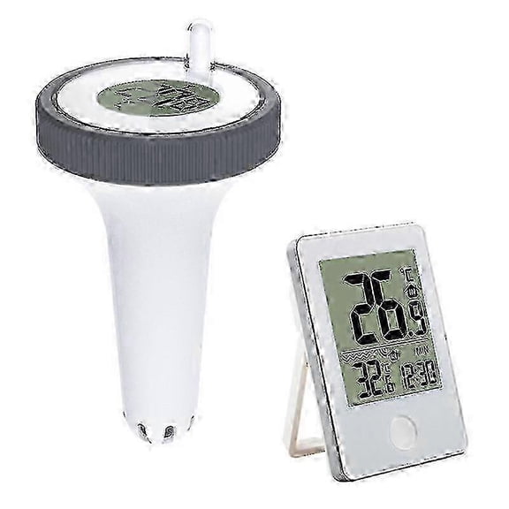 Wireless Floating Pool Thermometer, Waterproof Digital for Swimming Pools - White Gray Edition 0701