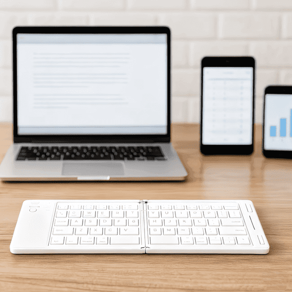 Wireless Foldable Keyboard, Rechargeable Magnetic 7.3mm Ultra Slim and Compact Keyboard