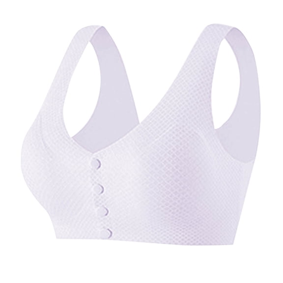 Wireless Front Closure Bra for Women Ice Silk Seamless Bralette Plus Size No Underwire Soft Padded Sleep Lounge Bra