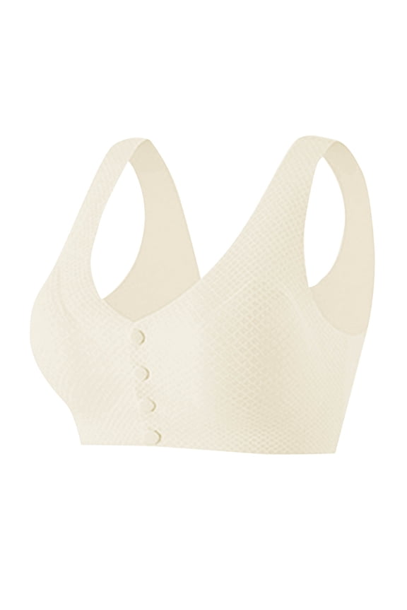 Wireless Front Closure Bra for Women Ice Silk Seamless Bralette Plus Size No Underwire Soft Padded Sleep Lounge Bra