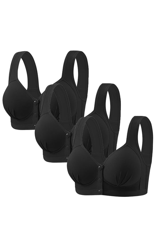 Wireless Front Closure Bras for Women Plus Size Modest Push Up Bralette Full Coverage Supportive Everyday Bra 34BC, Black