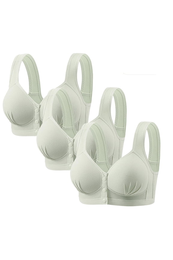 Wireless Front Closure Bras for Women Plus Size Modest Push Up Bralette Full Coverage Supportive Everyday Bra 34BC, Mint Green
