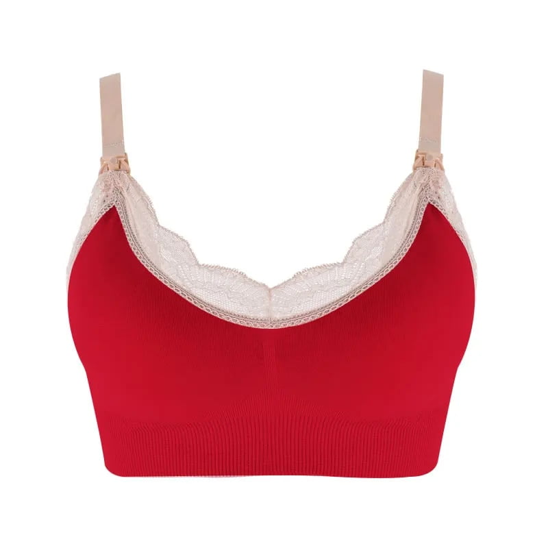 Wireless Front Open Nursing Bra Soft Lace Breathable Seamless Maternity