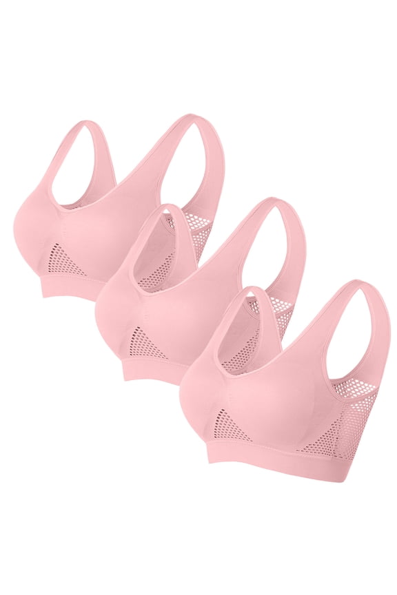 Wireless Full Coverage Everyday Bra for Women - Breathable Comfort, No Rims, Large Size, Solid Color, All Season Lingerie #Pink,XXXL