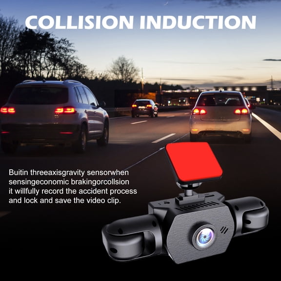 Wireless Full View Car Dash Cam System, 3 Channel 360° 1080P Dashcam with Rechargeable Battery, App Control, Adjustable Lens & Night Vision