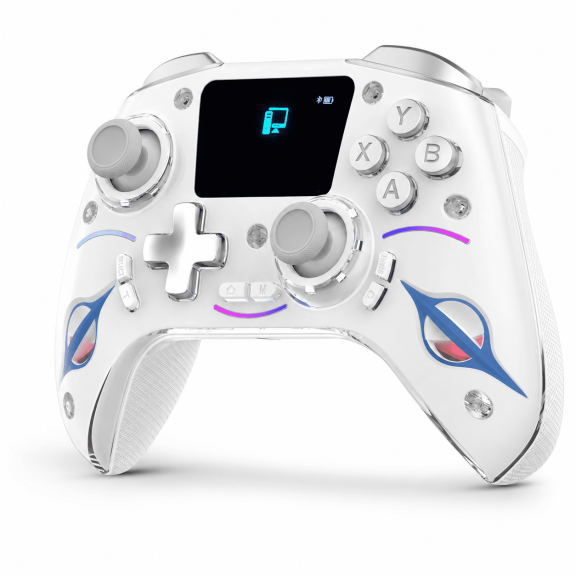 Wireless Game Controller with 2-Inch Screen, Hall Effect Sticks, RGB, 4 Back Buttons, 1200mAh Battery, 3-Mode Connection, Compatible with Switch 2, Switch, PC, iOS and Android