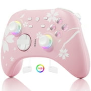 Wireless Game Controller Pink with Hall Effect Joysticks Triggers(No Drift), Bluetooth Gamepad for Nintendo Switch, Windows PC iOS Android Steam with Headphones Jack/Programmable/Turbo/Wakeup