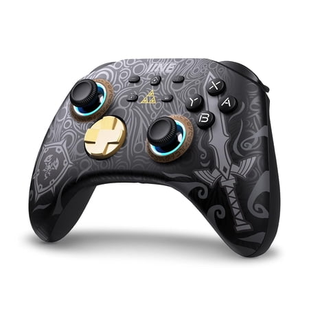 Wireless Game Controller - Pro Gamepad For Nintendo Switch/Lite/OLED With Headset Jack, RGB Light, Macro Setting, Wake Up, Turbo, Adjustable Dual-Motor Vibration-Black