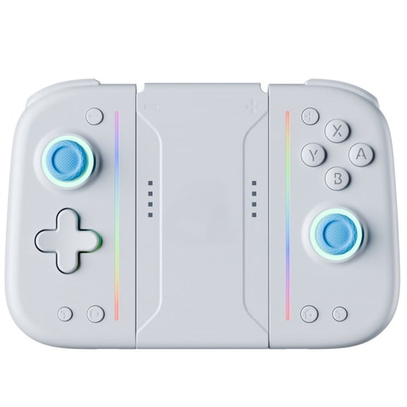 Wireless Game Controller for Switch/Lite/OLED with Wake-Up Function, Dual Motor Vibration, RGB Lighting, Metal Joystick, Macro Programming, Quick Connection-White Blue
