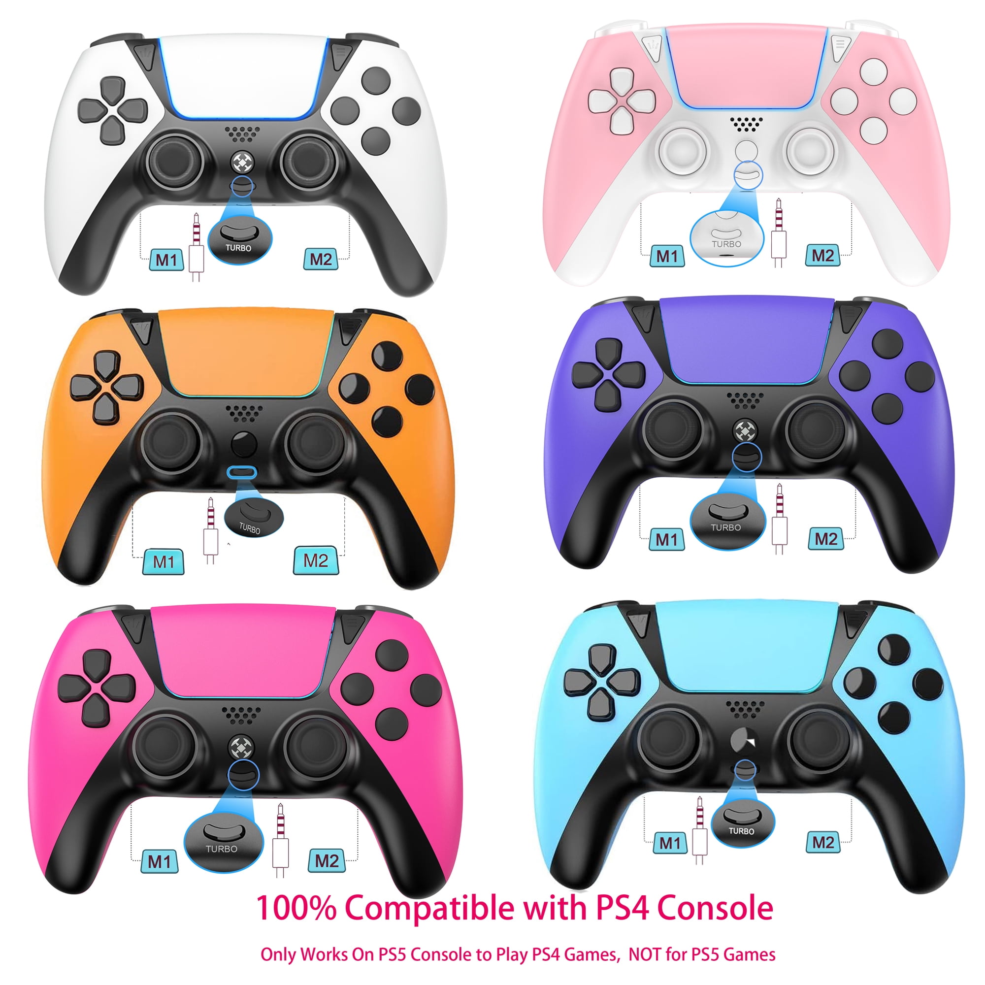 Controller for PS4 Controller, Remote for Elite PS4 Controller with Turbo,  Steam Gamepad Fits Playstation 4 Controller with Back Paddles, Controllers for  PS4/Pro/PC/IOS/Android Pink 
